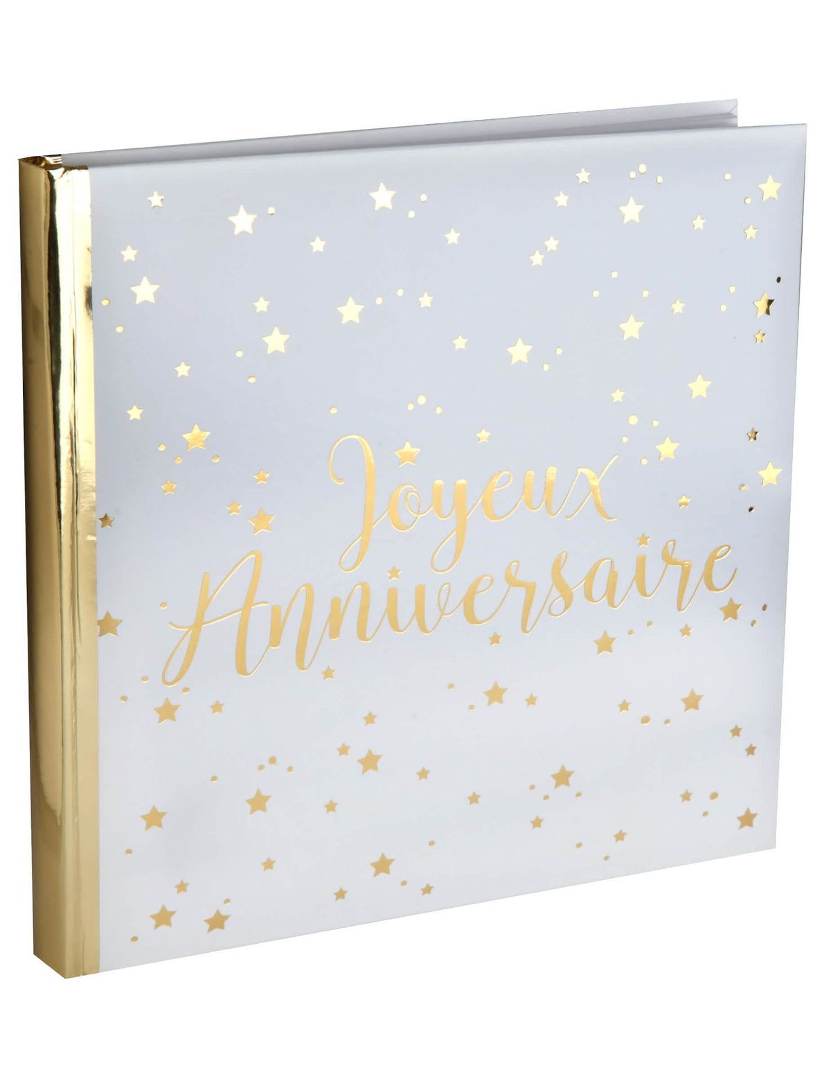 Livre d'or joyeux anniversaire pour fête blanc et doré métallisé