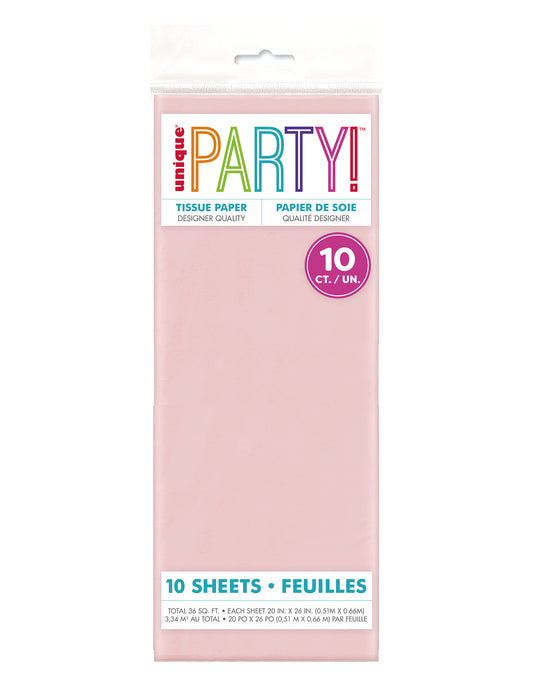 10 arkkia pastellivaaleanpunaista silkkipaperia