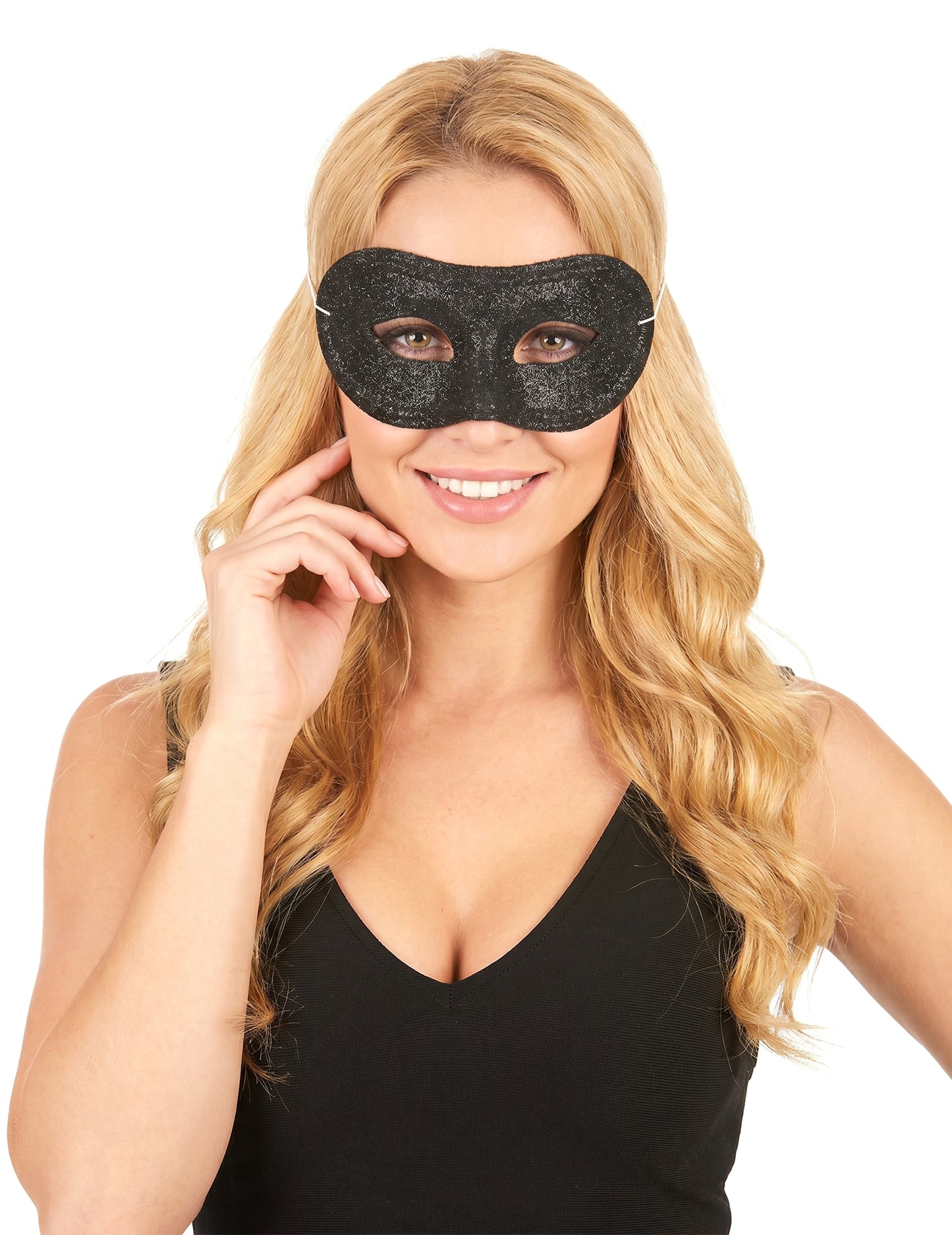 Loup plastique pailleté noir adulte