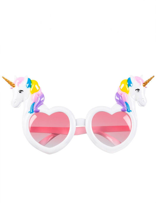 Vue de face des lunettes coeurs avec licornes