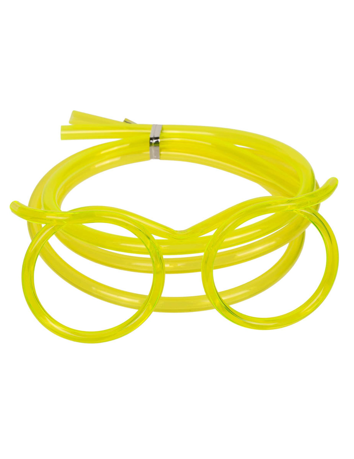 Vue de face de la variante jaune des lunettes paille pour adulte