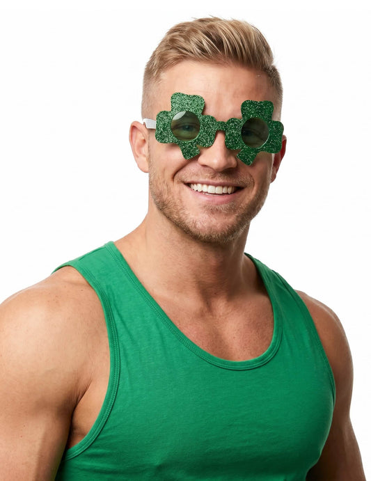 St. Patrick's Day - vihreät paljettikoristeiset apilalasit aikuisille