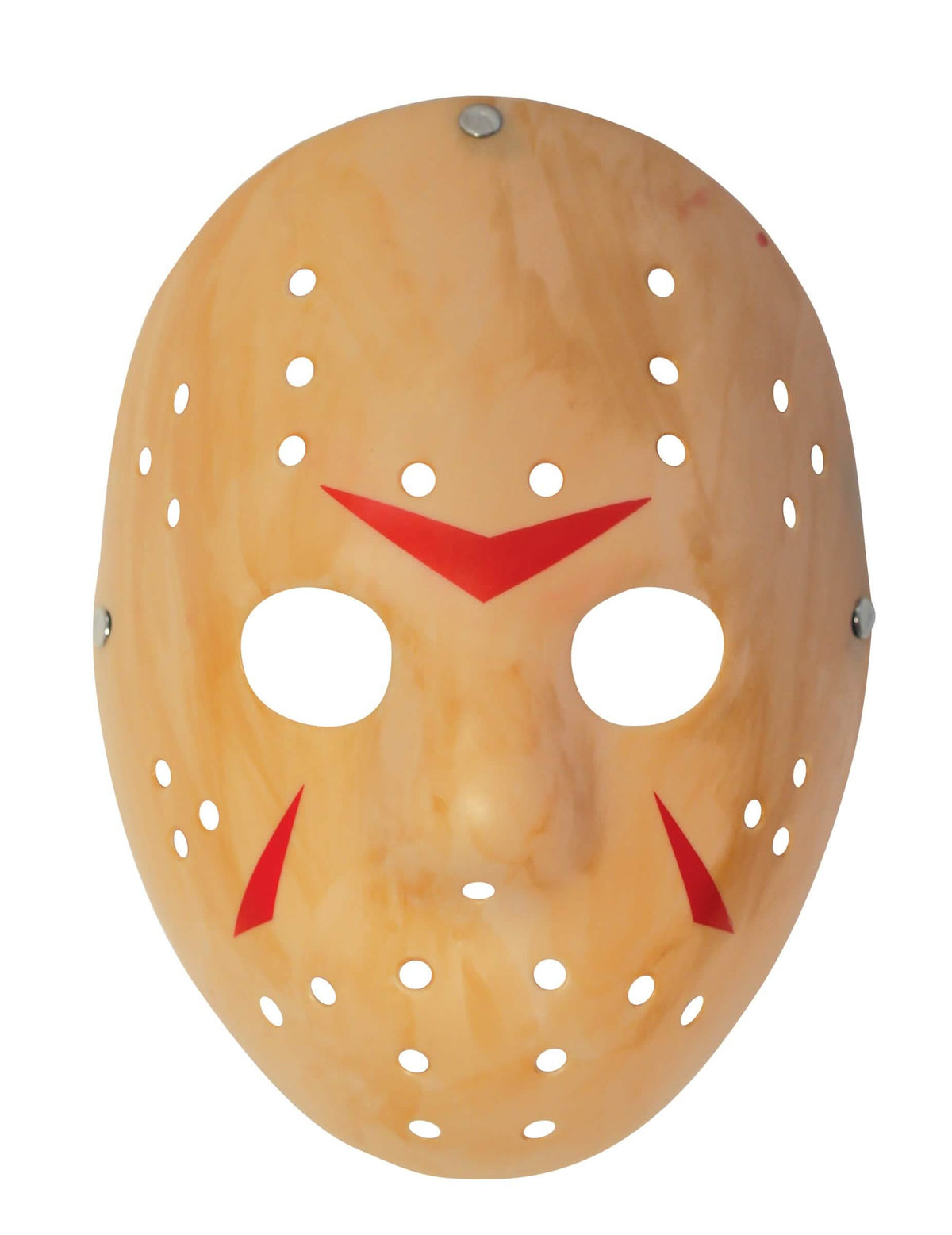 Jasonin muovinen naamio aikuiset beige punaisilla merkeillä