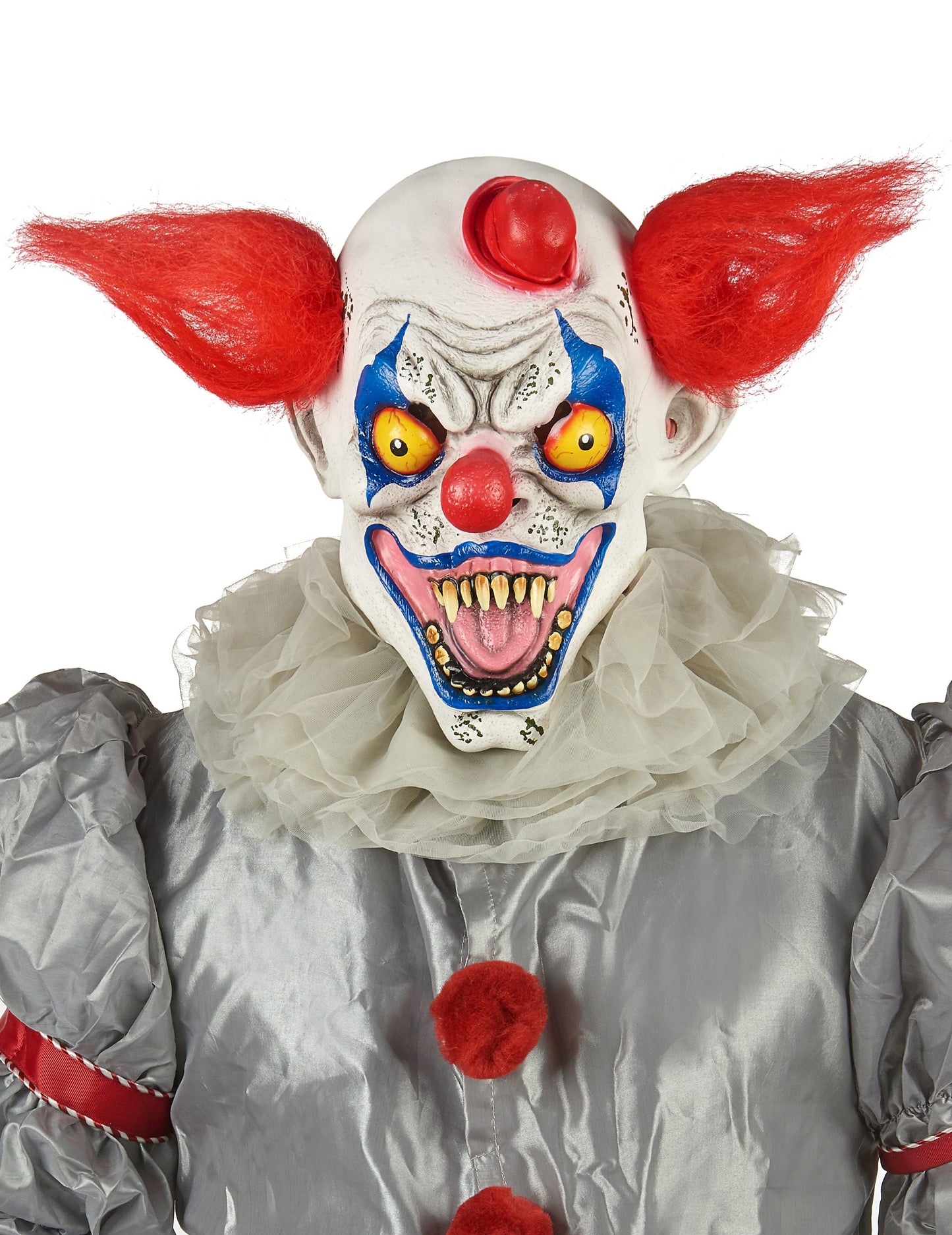 Masque latex clown pour adulte rouge blanc et bleu