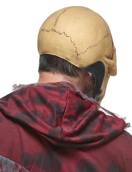 Vue de dos du masque latex crâne effrayant