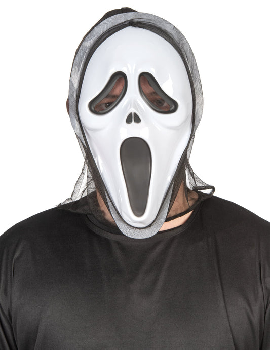 Vue de face du masque en plastique de tueur psychopathe