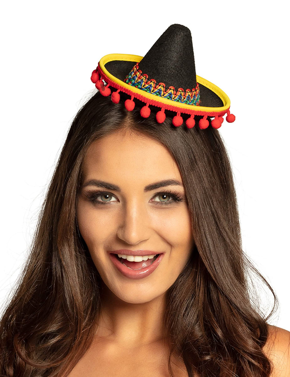 Mini meksikolainen sombrero aikuiset musta punaisilla huiskilla