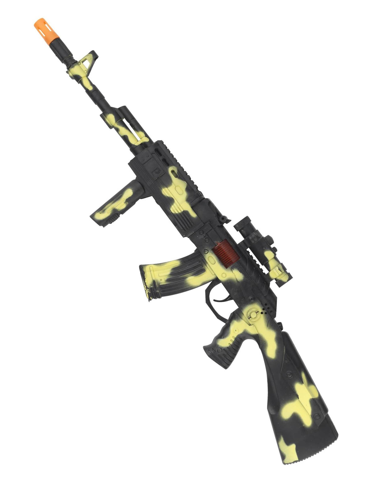 Muovinen camo-mustakeltainen aseistettu konepistooli
