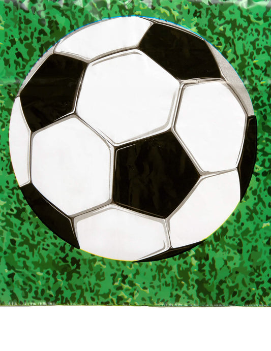 Gros plan sur le motif de ballon de foot de la nappe en plastique Football