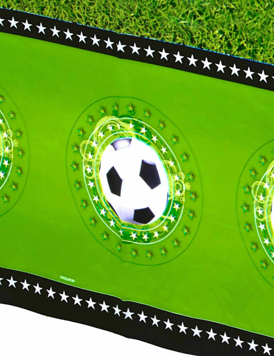 Détail du motif de ballon de la nappe plastique Stade de foot