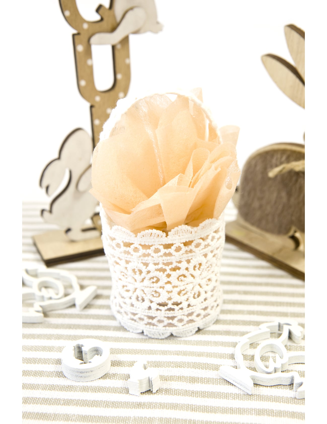 Panier dentelle pour mariage blanc avec anse