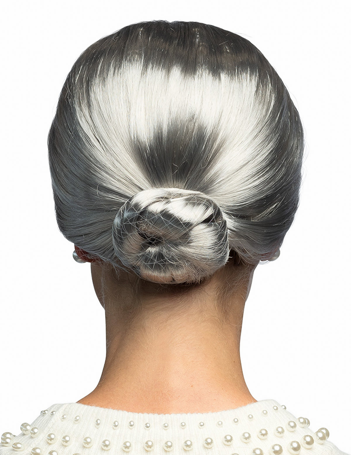 Vue de dos de la perruque à chignon Grand-mère