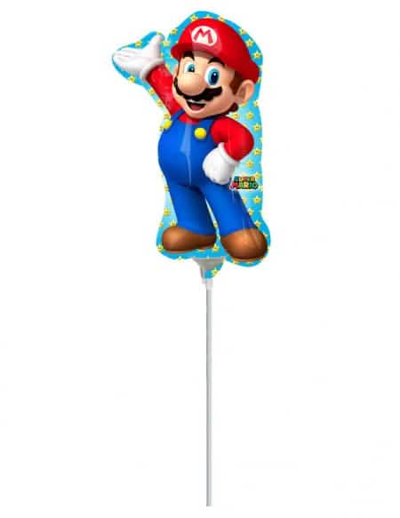 Super Mario -alumiinipallo lapsille sininen muovivarren päässä