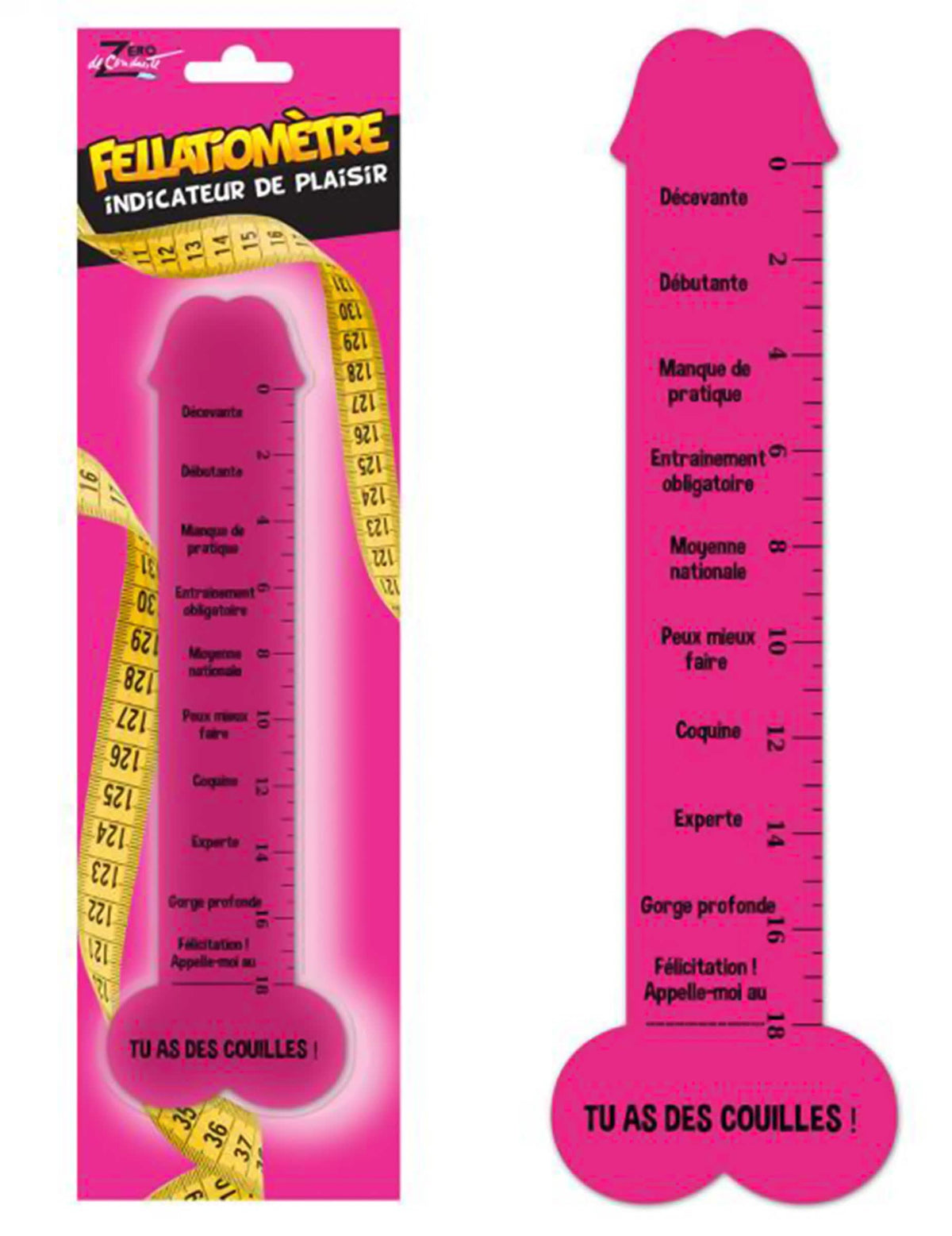 Règle humoristique fellatiomètre pour adulte rose