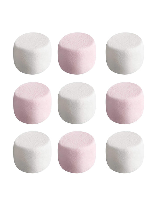 Détail des guimauves roses et blanches du sachet de bonbons Haribo Chamallows