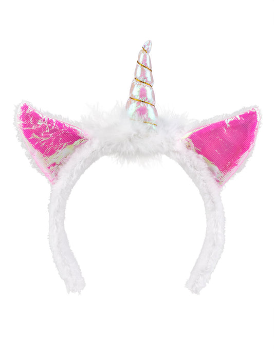 Vue de face du serre-tête licorne pour femme