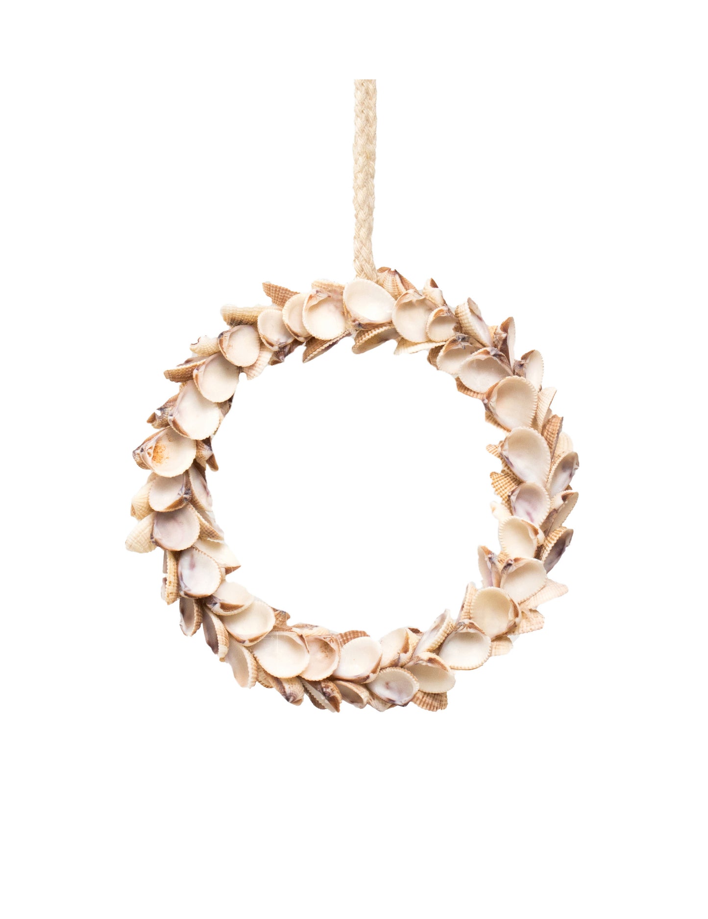 Suspension couronne de coquillages pour décoration marine blancs