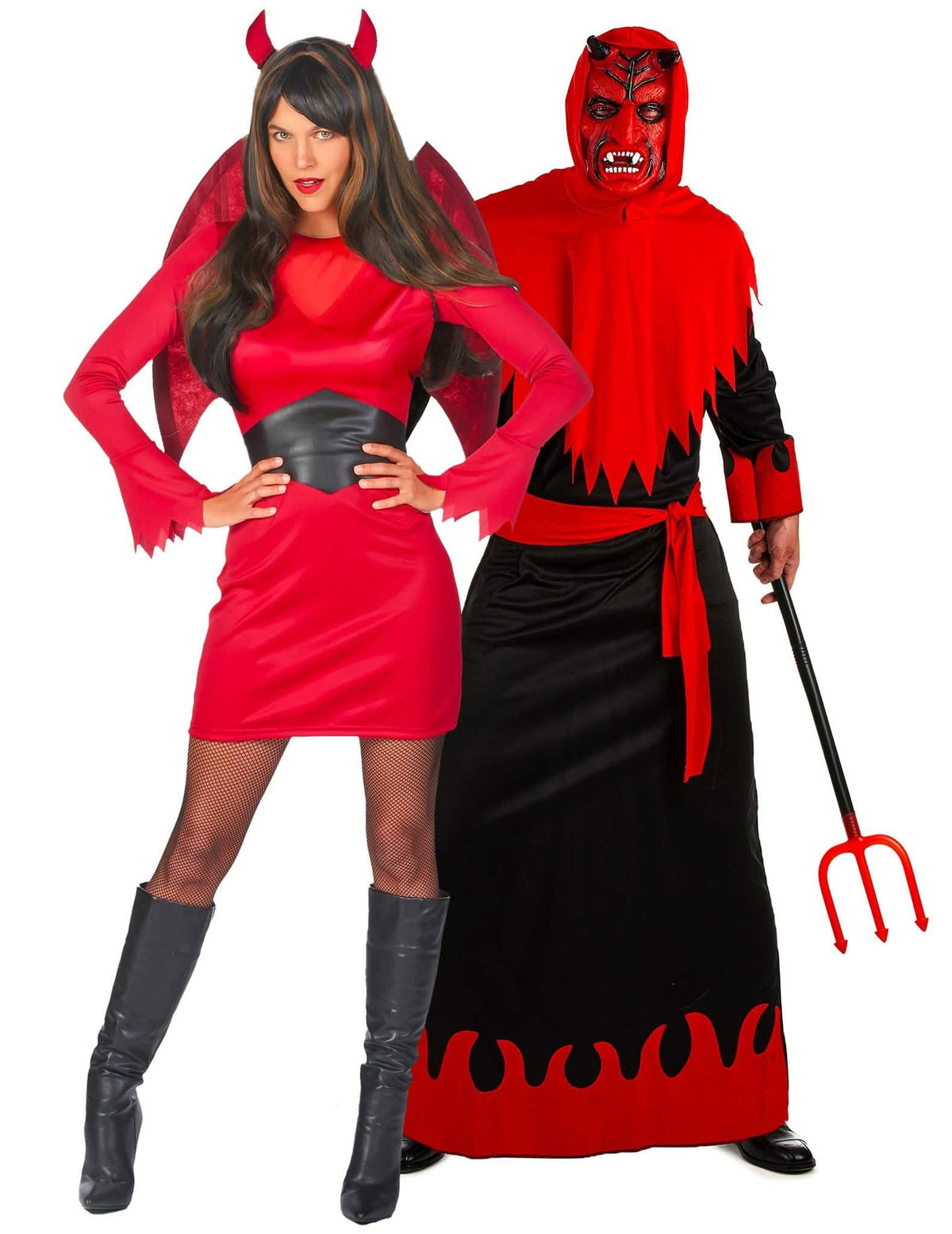 Punainen paholainen ja demonipari Halloween-naamiaisasu