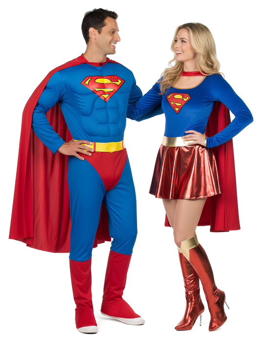 Vue d'ensemble du déguisement de couple Superman et Supergirl