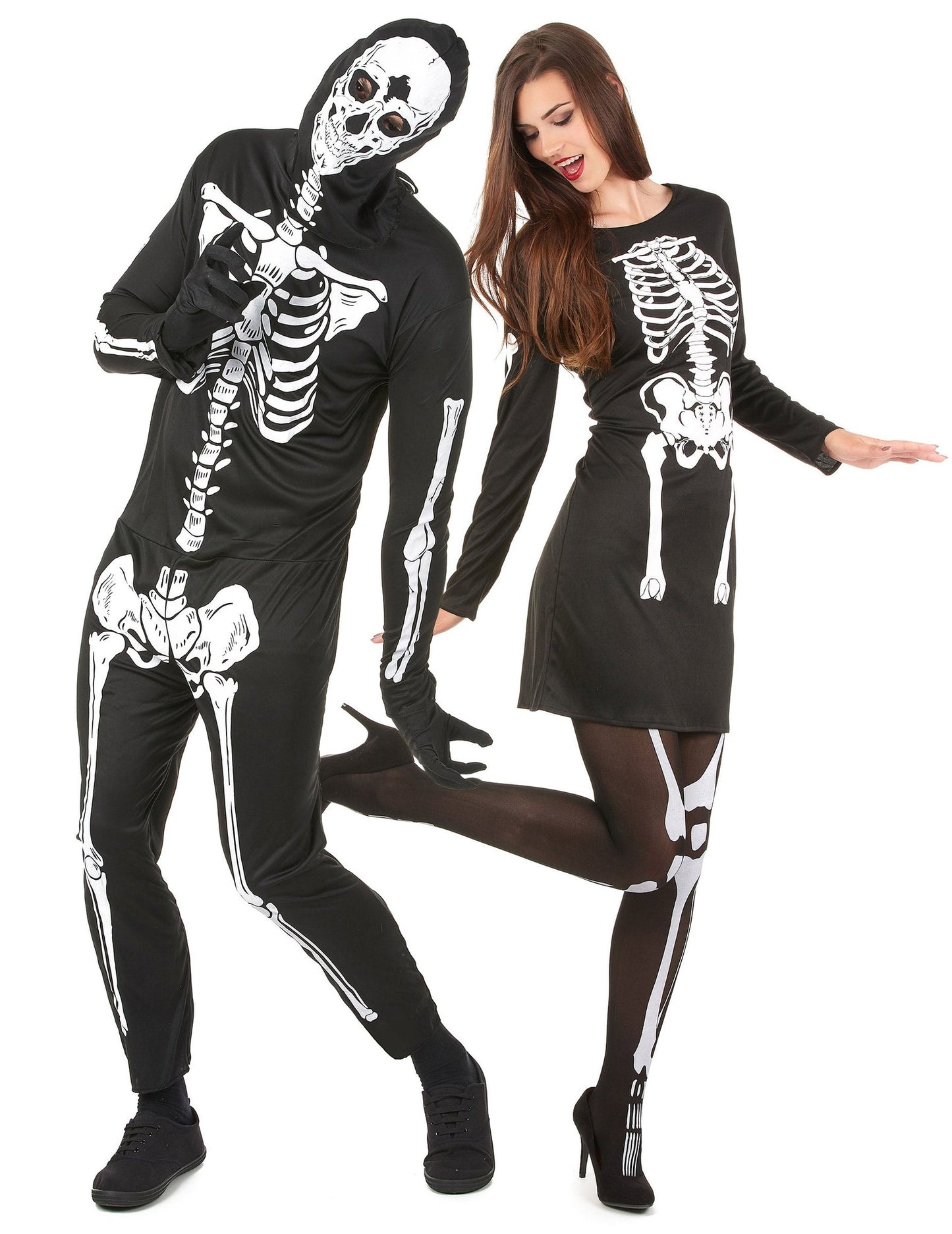 Aikuisten Halloween luuranko-naamiaisasu pariskunnalle