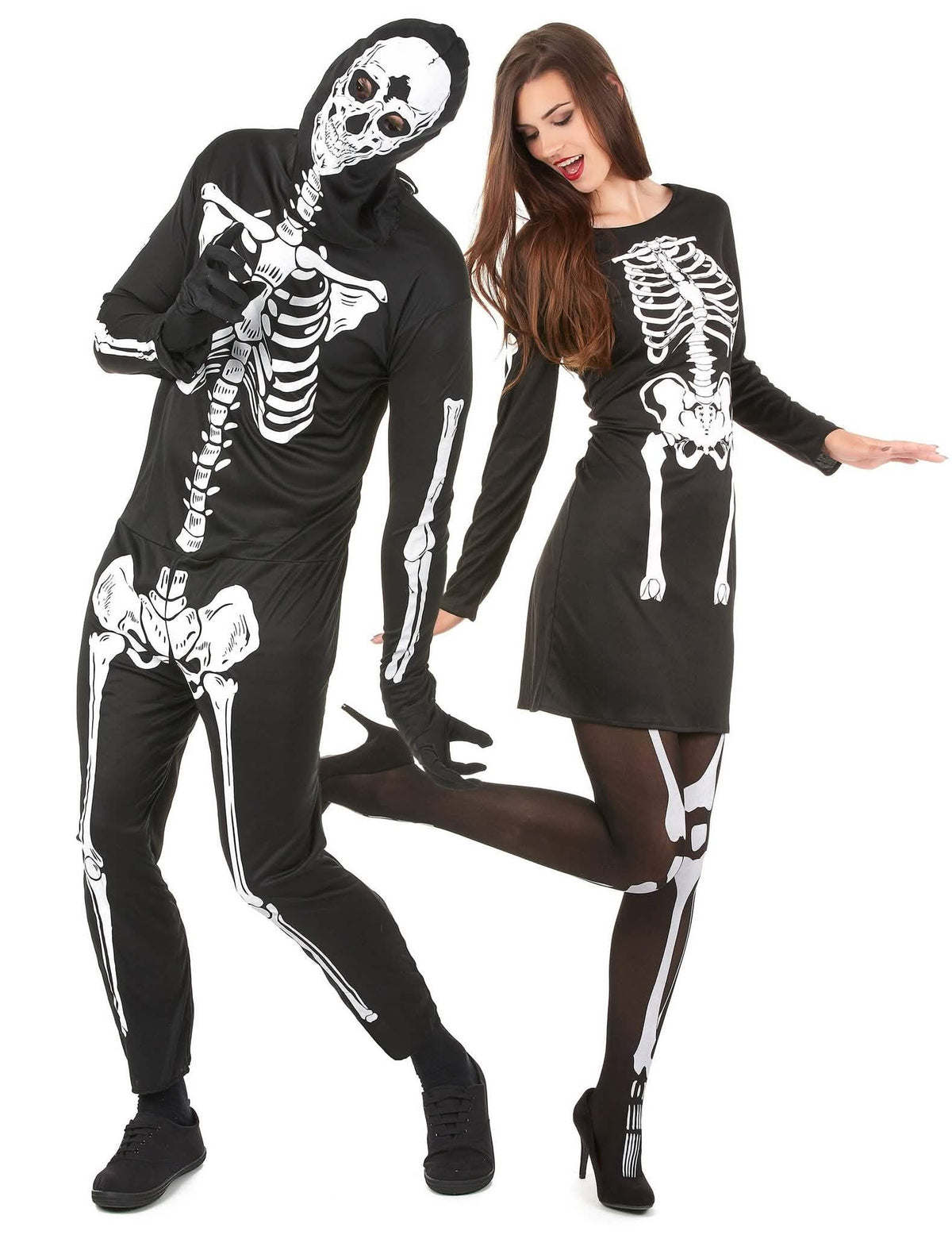 Aikuisten Halloween luuranko-naamiaisasu pariskunnalle