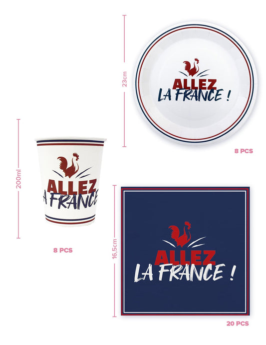 Allez la France -kertakäyttöastiapakkaus