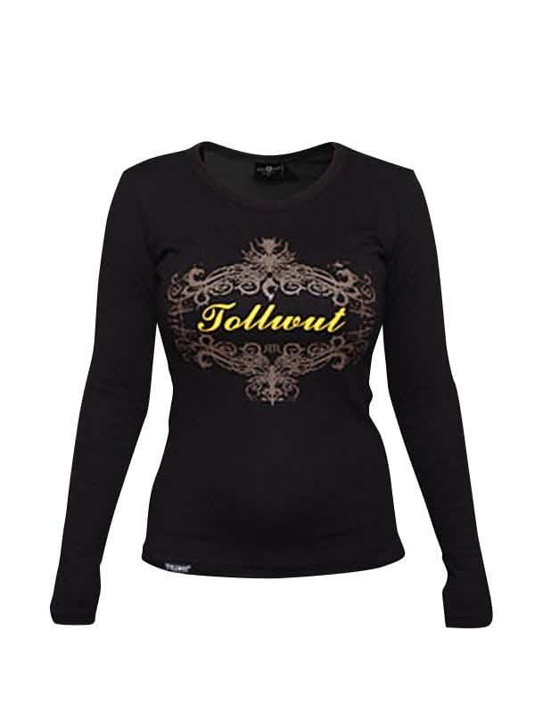 Sweat-shirt Tollwut DARE pour femme noir avec logo jaune et marron