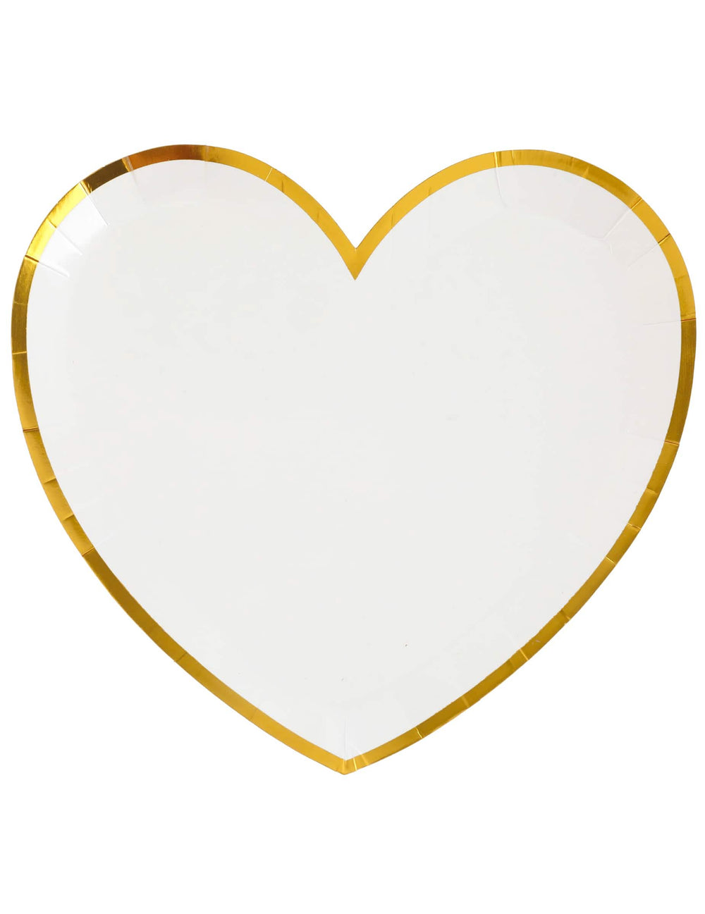Assiettes en carton cœur pour baptême et fête blanc et or