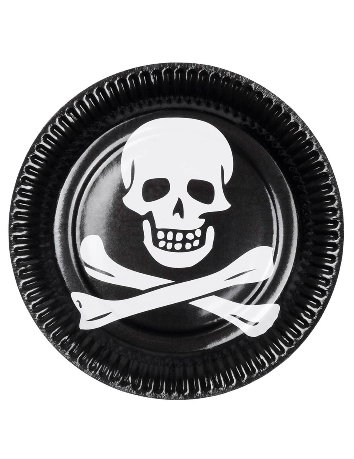 Assiettes tête de mort pour fête noir et blanc