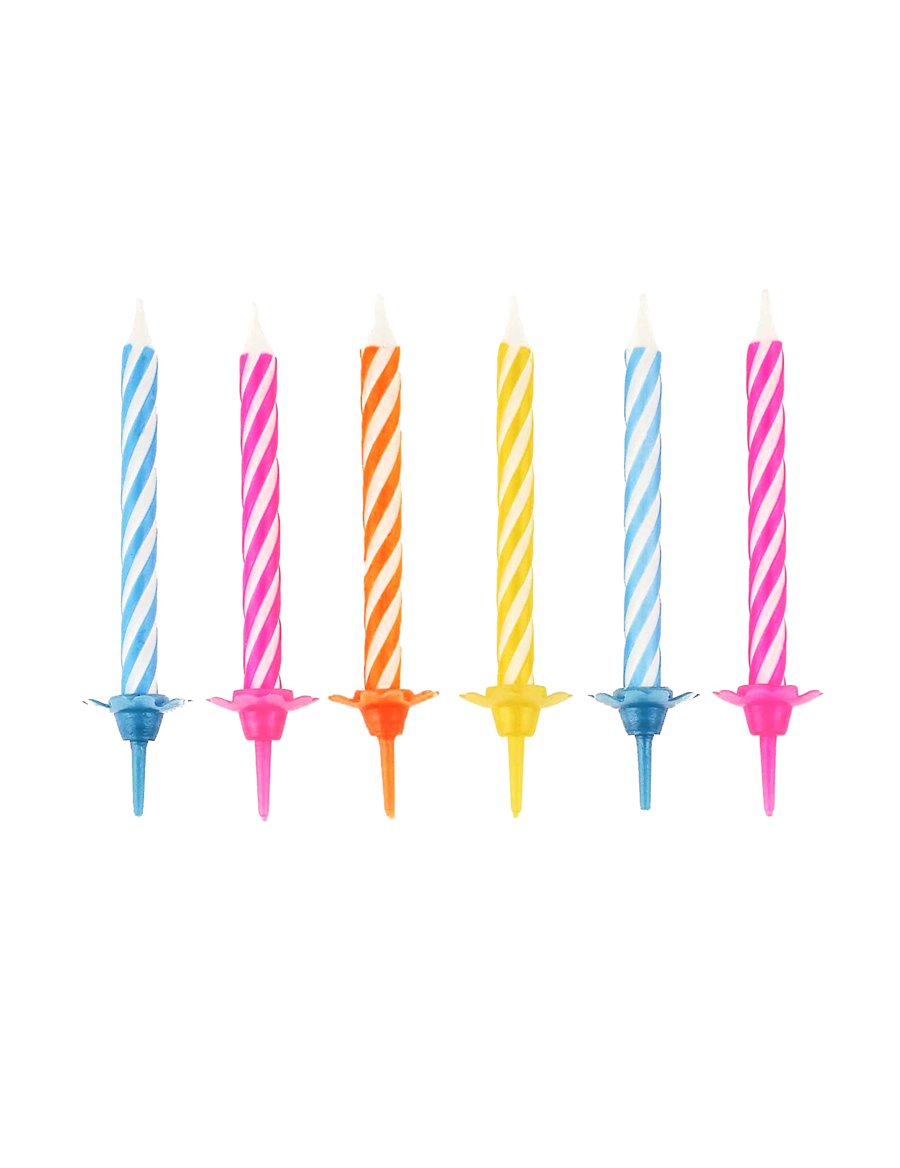 10 bougies d'anniversaire colorées pour fête multicolores avec bobèches et supports