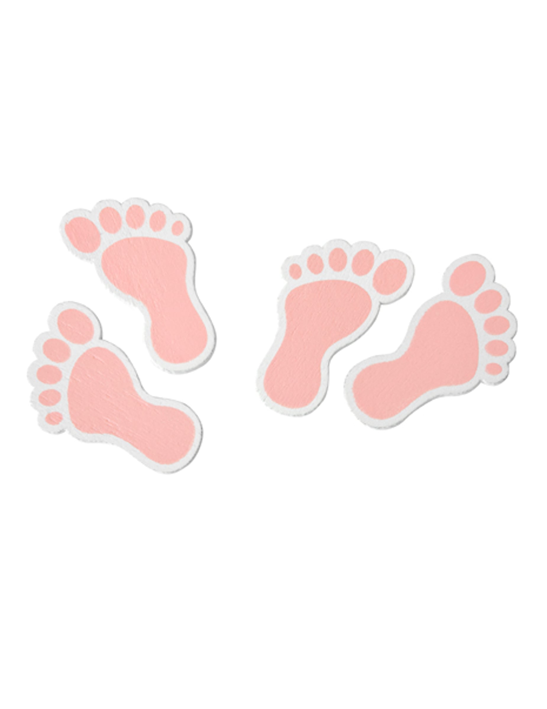 Confettis en bois pieds de bébé pour baby shower rose