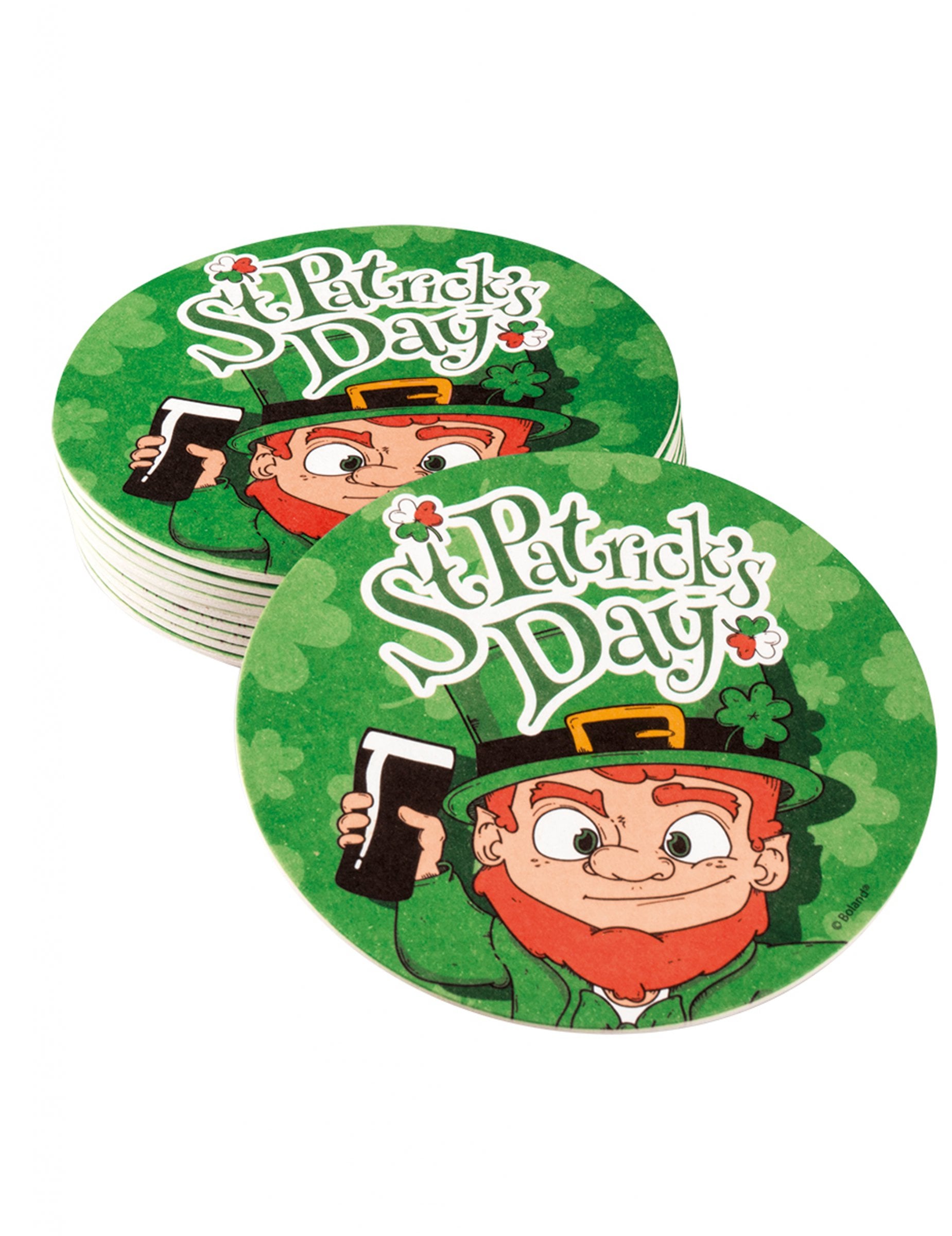 Dessous de verre Saint Patrick pour adulte verts avec illustration de Leprechaun