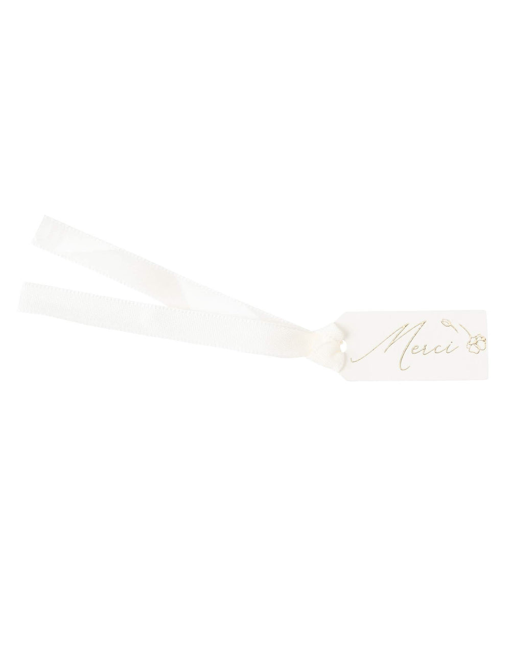 Étiquettes merci fleurs pour baptême blanches et dorées