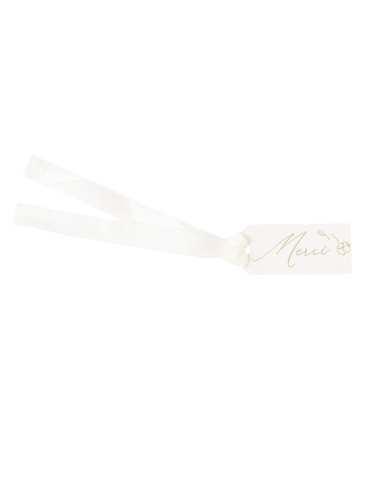 Étiquettes merci fleurs pour baptême blanches et dorées
