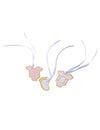 Étiquettes petite merveille pour baby shower rose et doré avec rubans