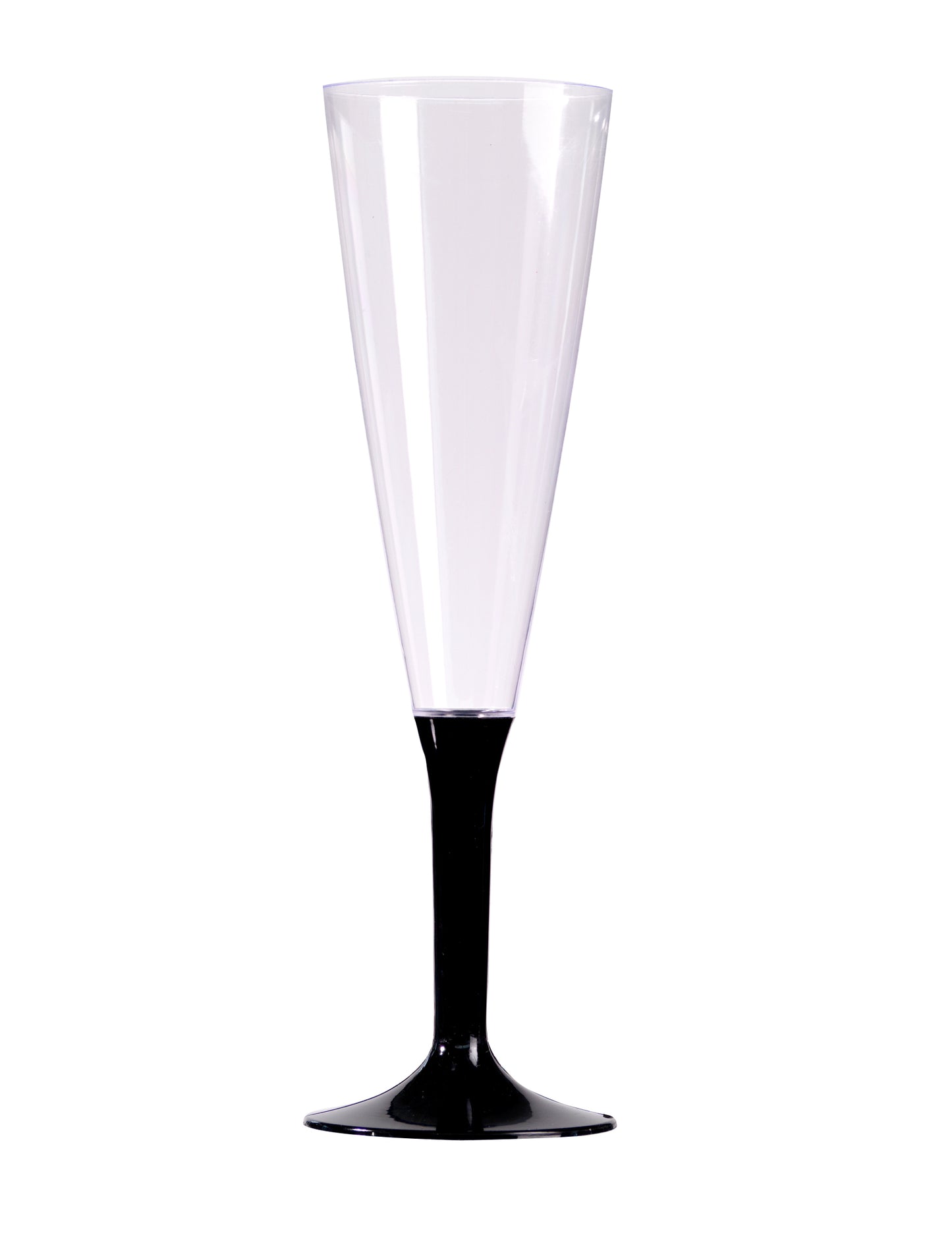 Flûte à champagne pour fête transparente avec pied noir