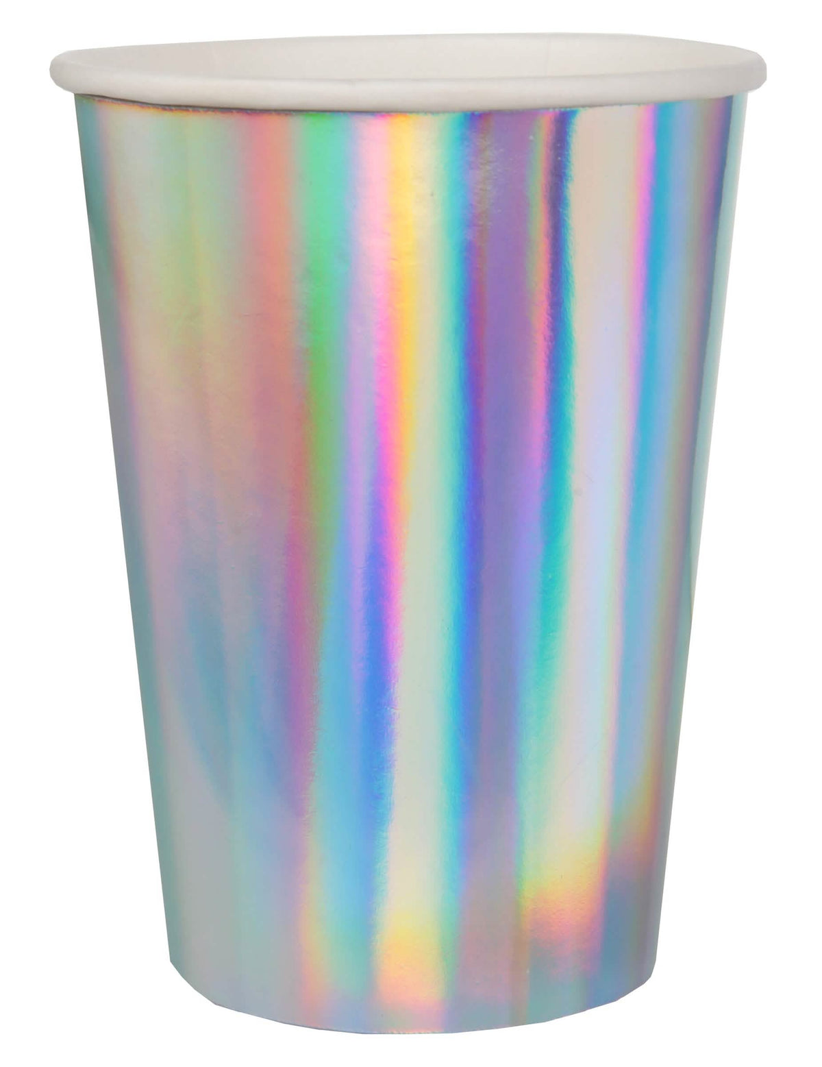 Gobelets en carton iridescents pour fête argentés holographiques
