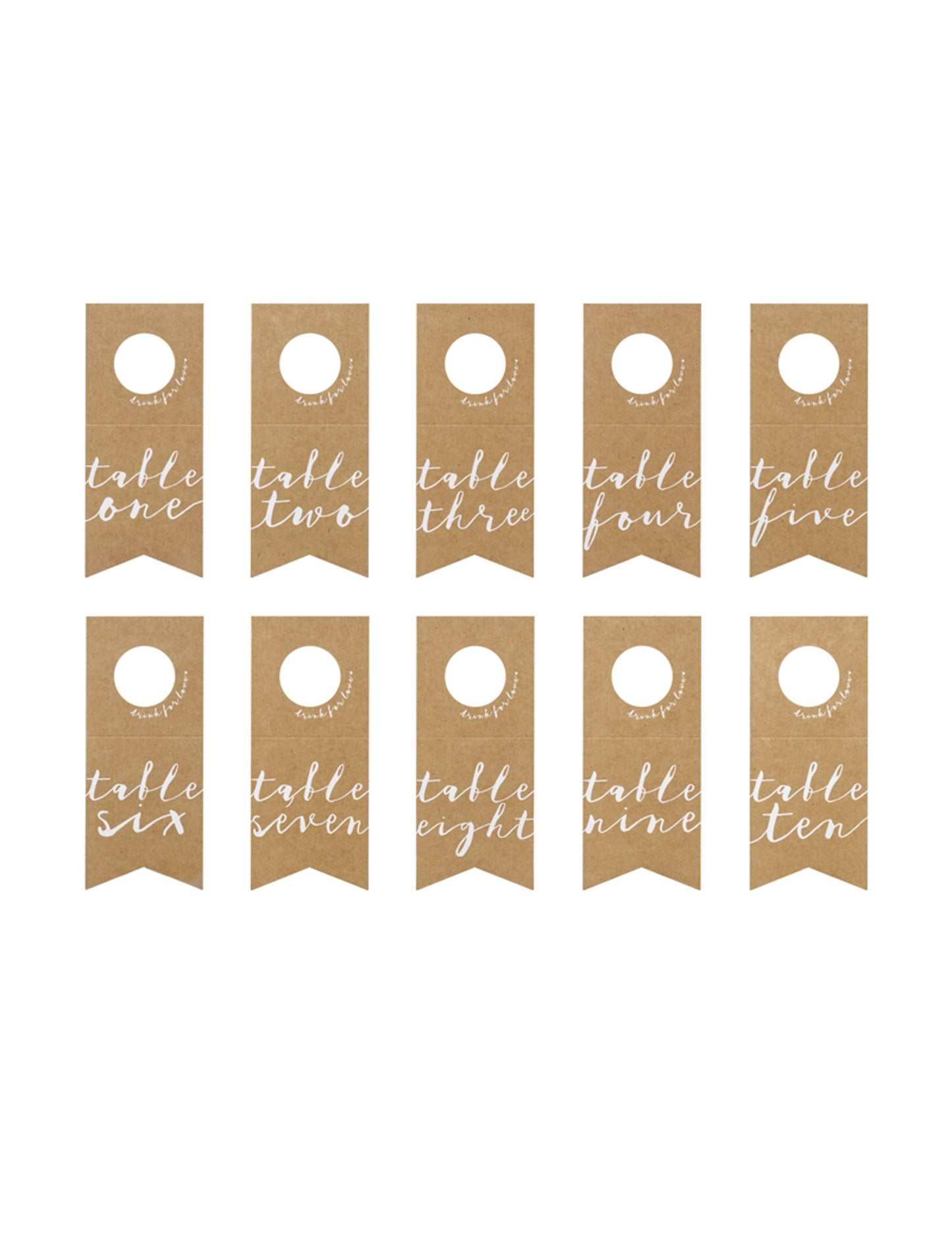 Vue d'ensemble des 10 numéros du marque table pour bouteilles pour fête kraft et blanc