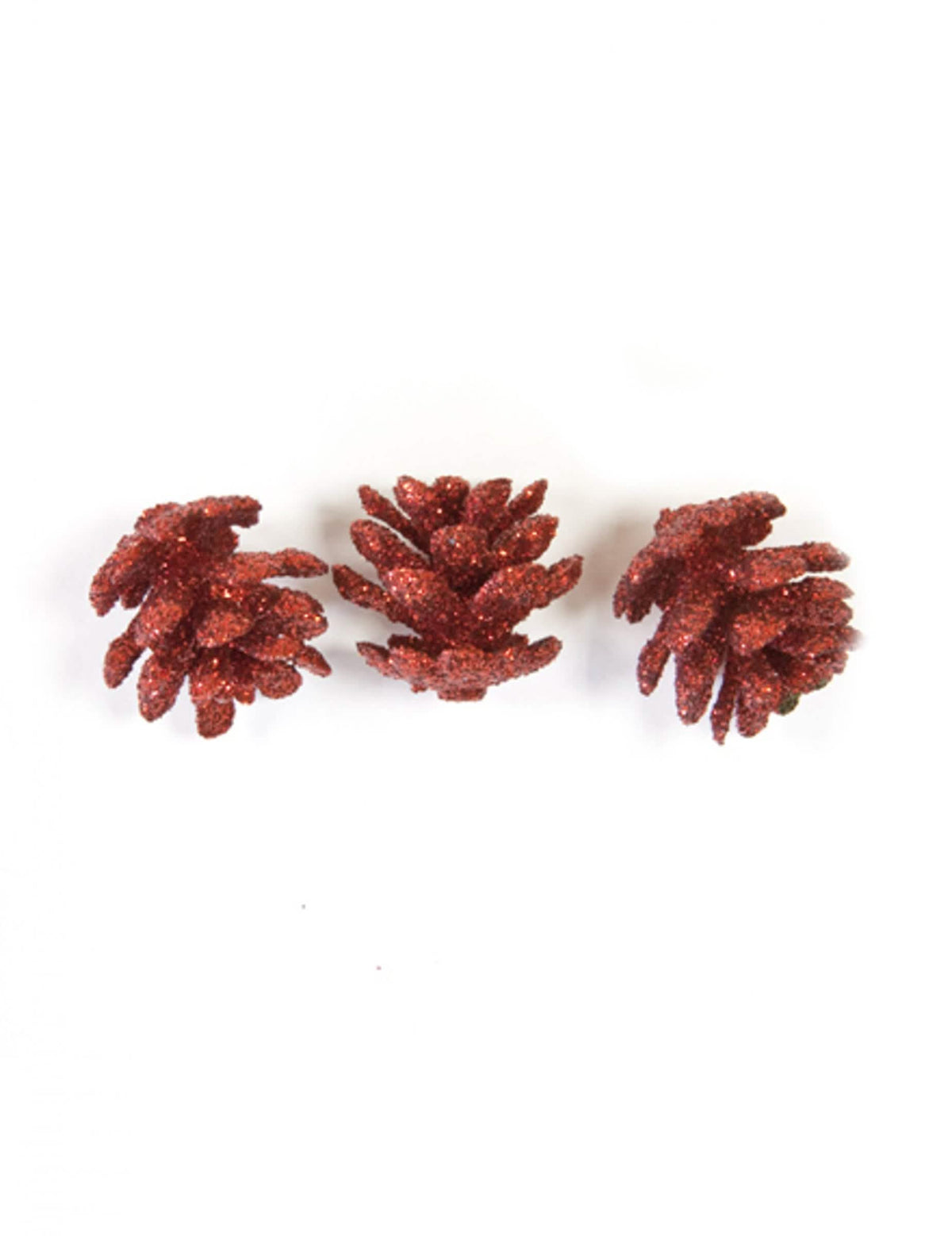 Mini pommes de pin pailletées de Noël pour décoration rouge