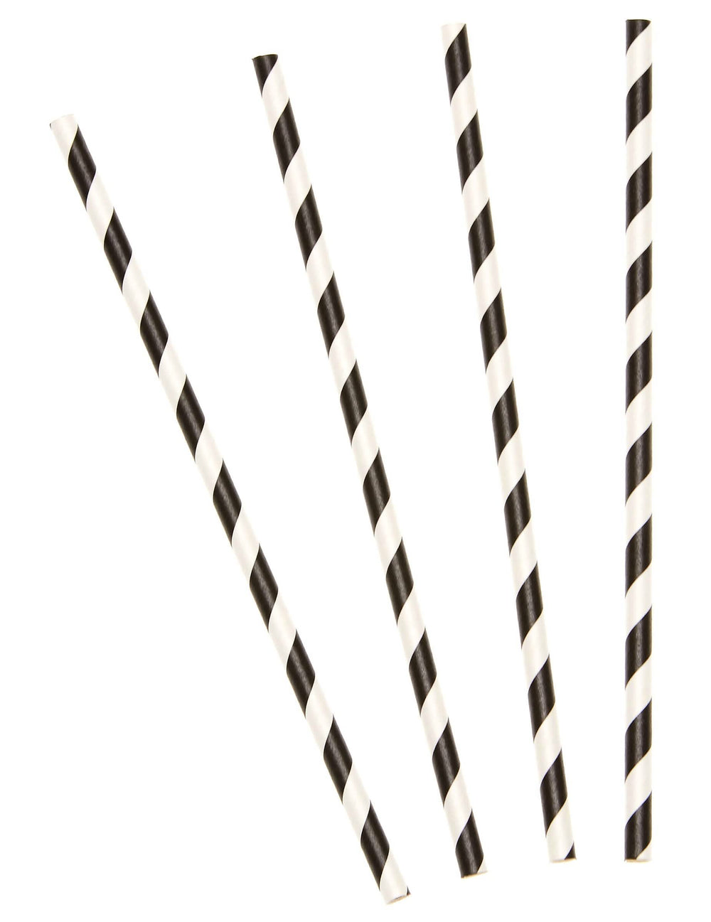Pailles en carton rayées noires et blanches