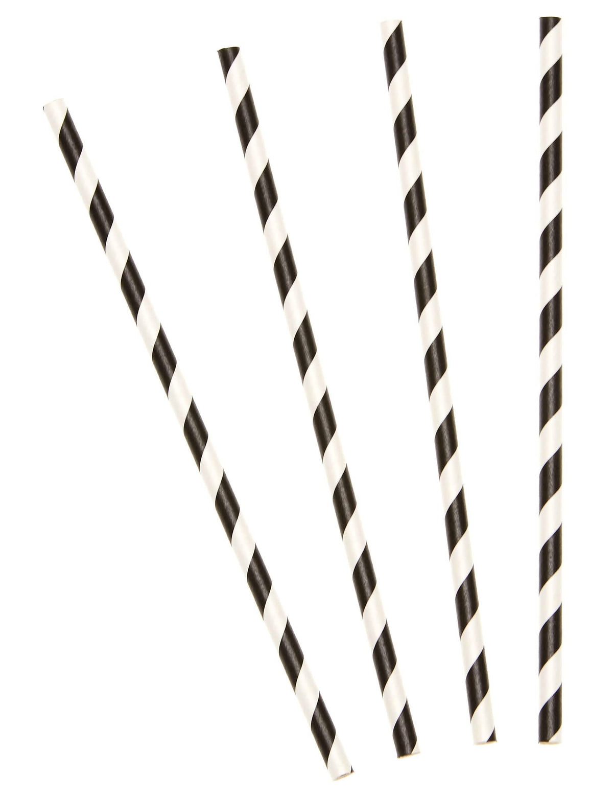 Pailles en carton rayées noires et blanches