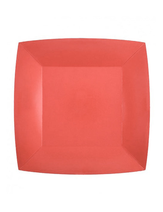 Assiettes carrées en carton pour dessert rouge