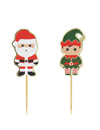 Pics en bois Sweety Xmas Père Noël et lutin pour Noël rouges et verts