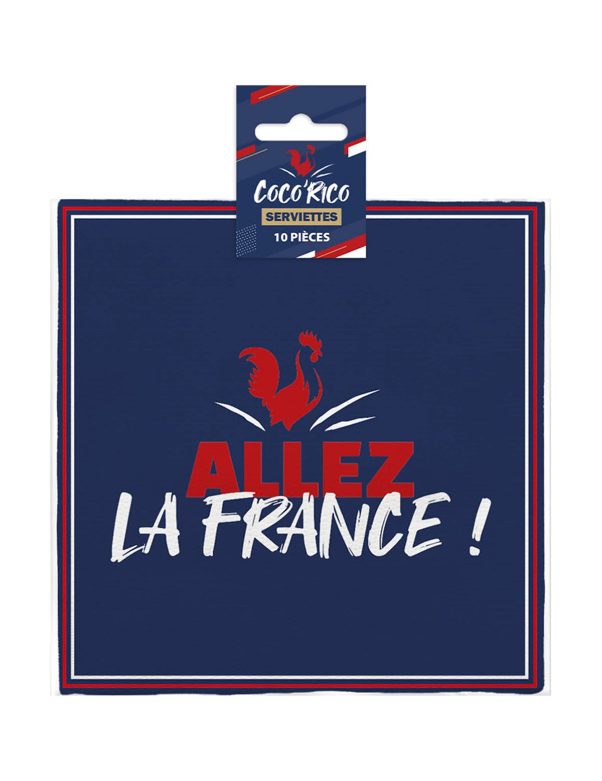 Vue de l'emballage des serviettes en papier Allez la France