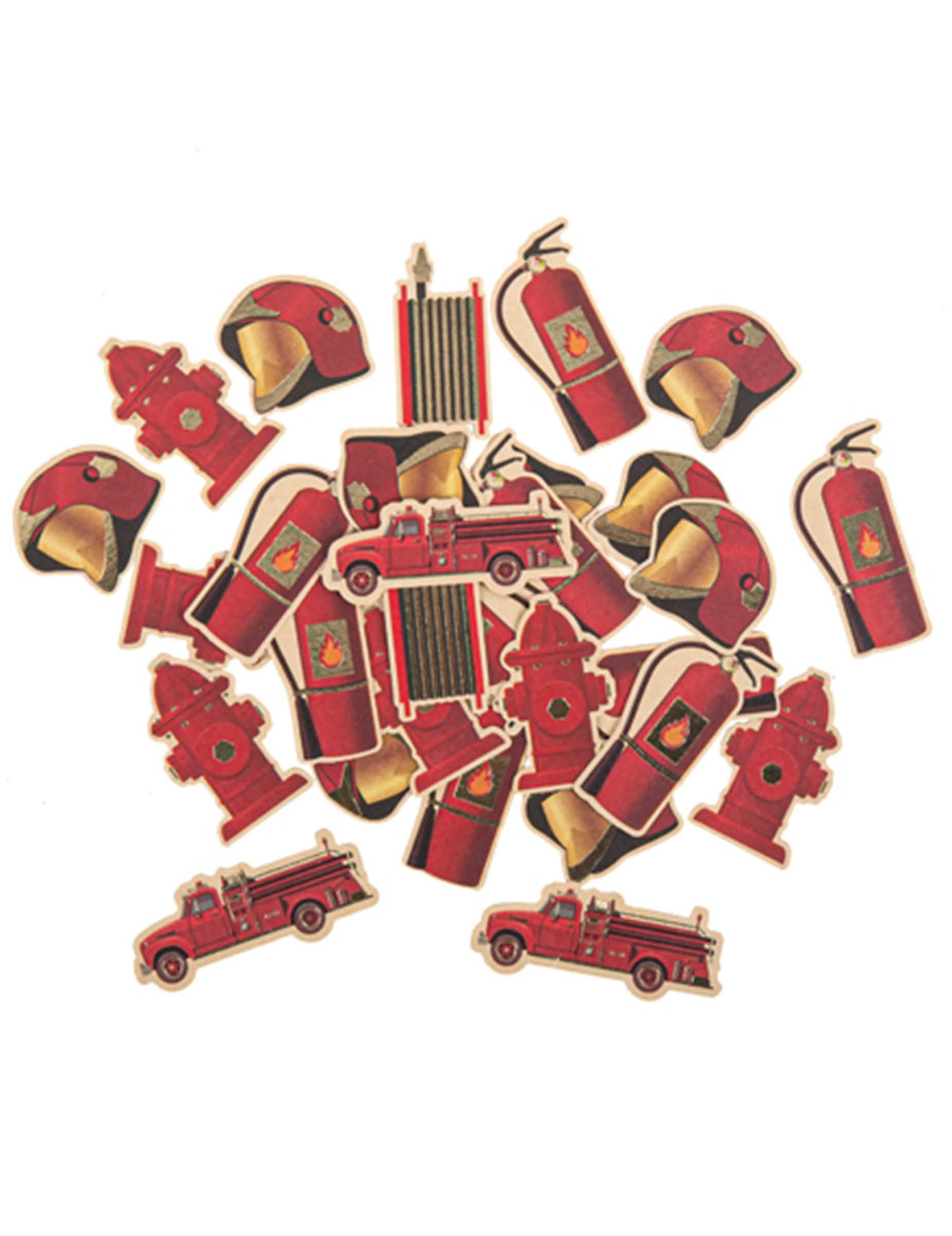 Confettis en papier pompier pour fête rouge et or