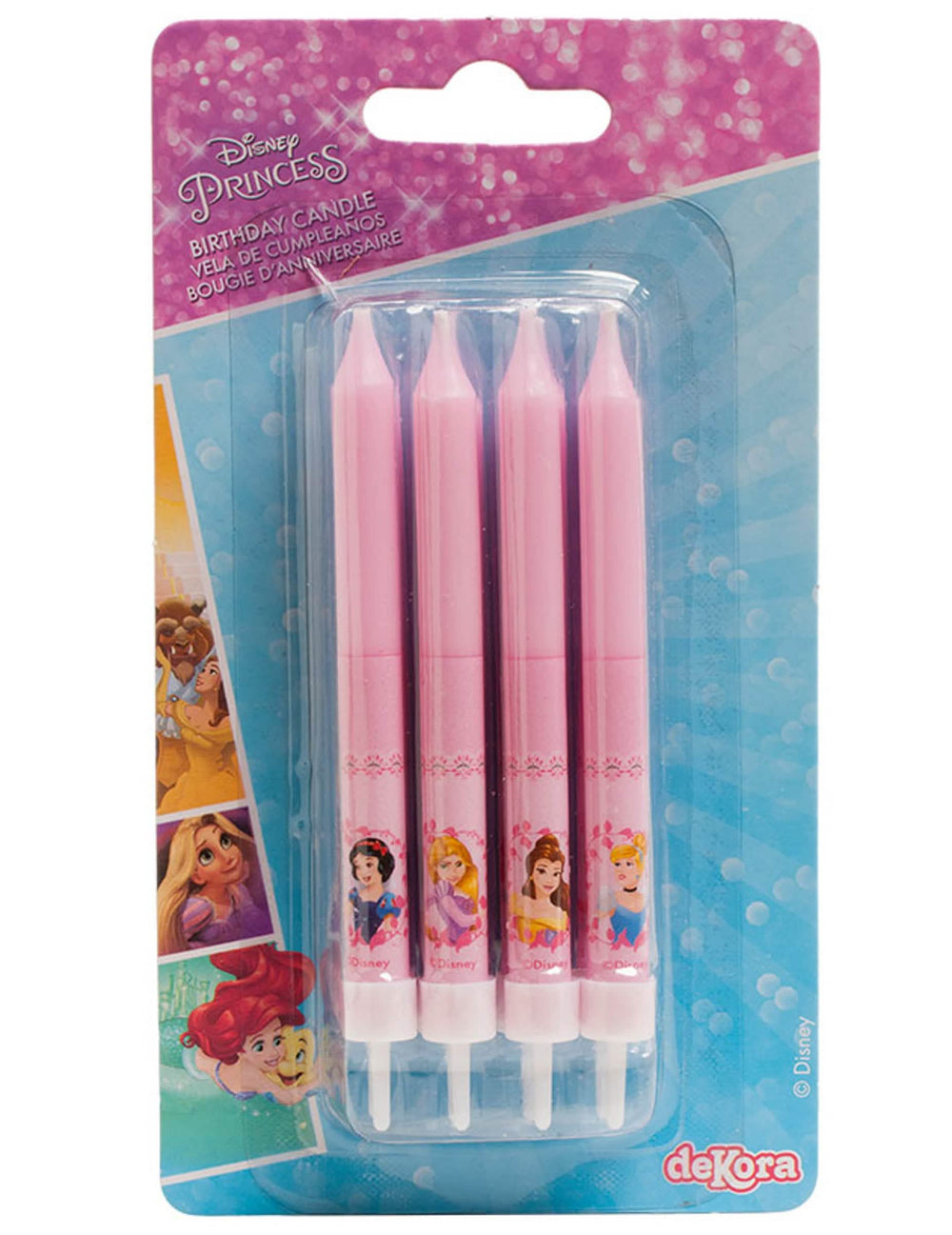 Kynttilöiden pakkauksen näkymä synttärit Princesses Disney