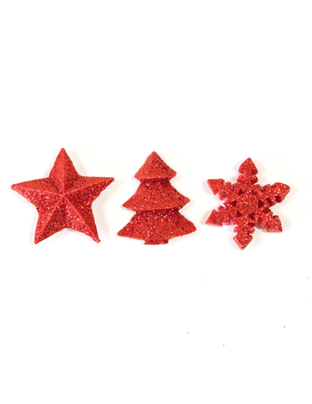 Décorations de table de Noël rouge pailletées motifs étoile sapin et flocon