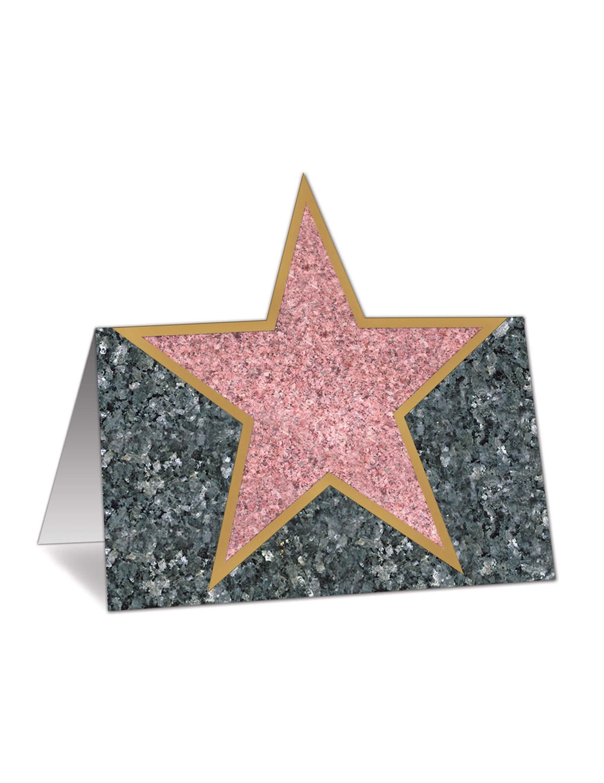 Marque-place hollywood pour décoration de table gris aspect marbre avec étoile rose