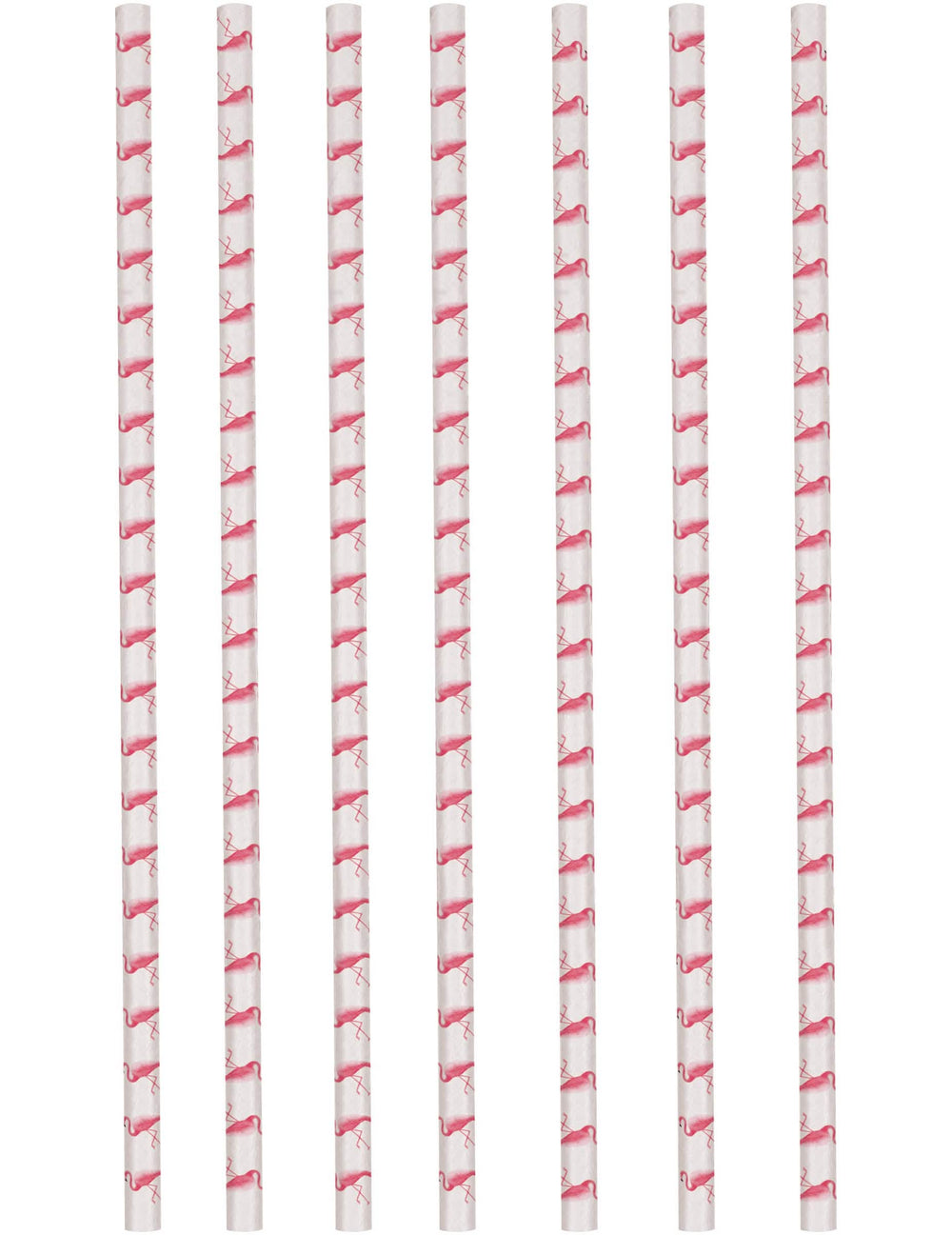 Pailles en carton flamingo paradise pour fête blanches avec motifs flamants roses