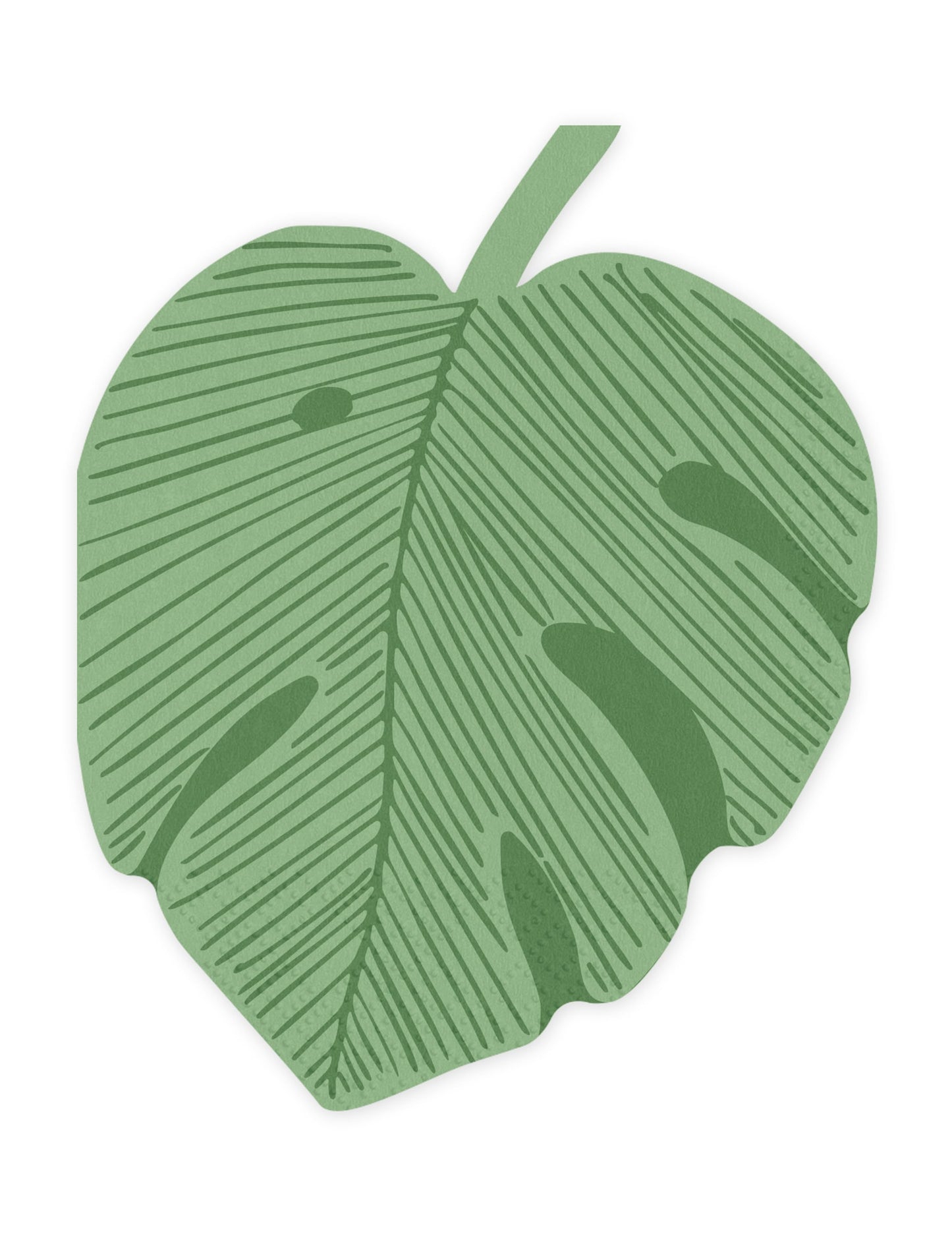 12 vihreää monstera-lehden muotoista paperilautasliinaa 29,1 x 36 cm
